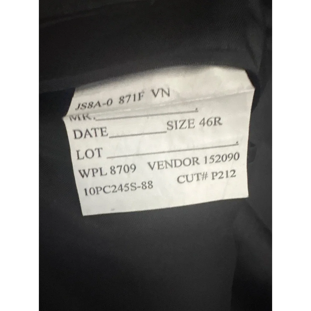 Stafford Mens Black Two Button Blazer Sport Coat Crest Buttons 48R